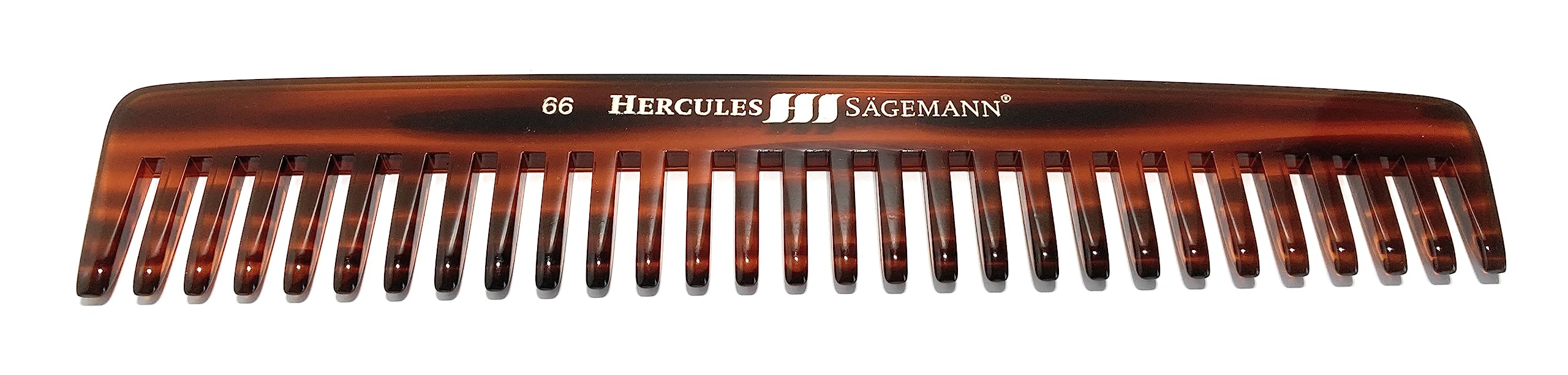 Hercules Sägemann Cellon 66 Highlight Comb Handmade Approx. 18.5 cm Coarse Tooth (66), Havana Brown