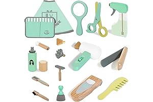Kids Hair Salon Playset - Wooden Makeup Toy Set for Hair Styling