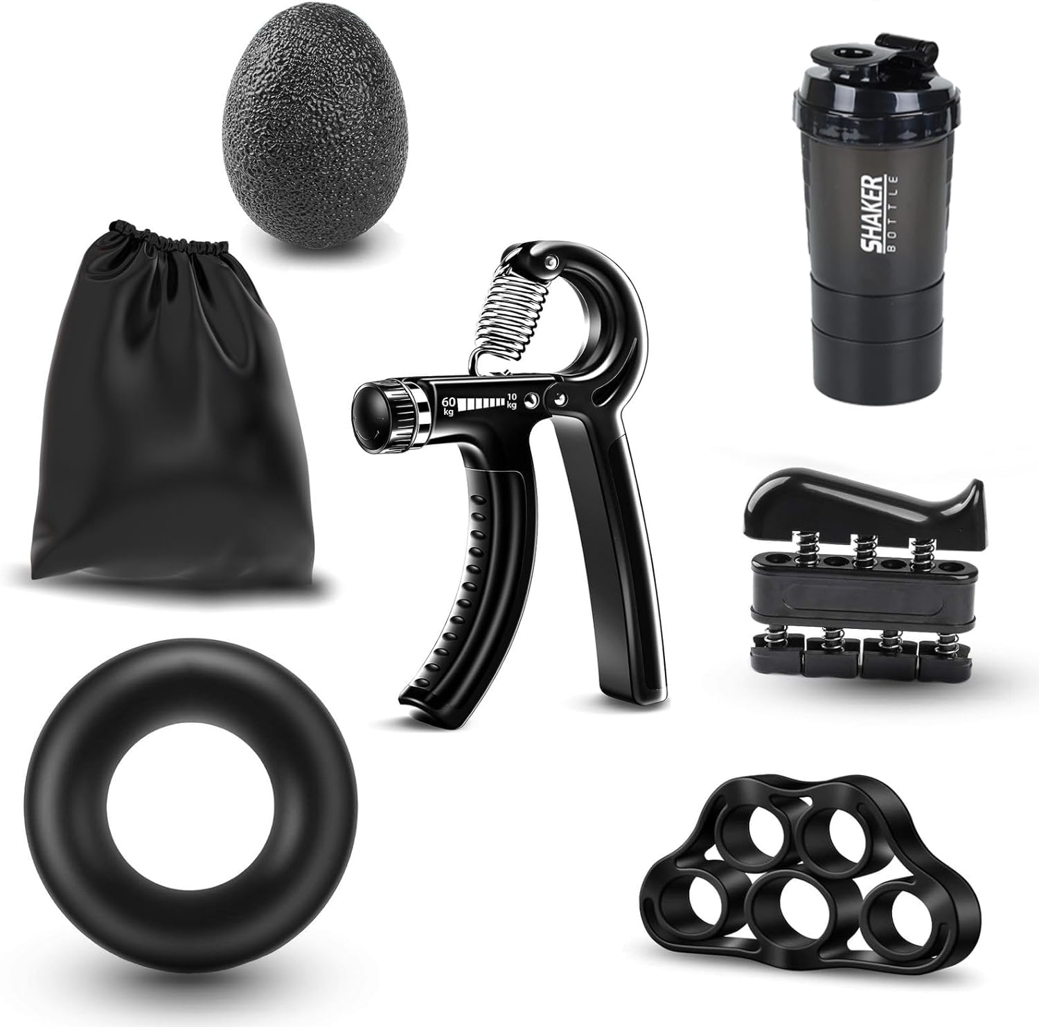 Best one 6 Pcs Hand Grip Strengthener Workout Kit Forearm, Adjustable Hand Grip Kit, Finger, Exerciser, Finger Stretcher,Muscle Workout Exercise Gym Fitness for Men & Women