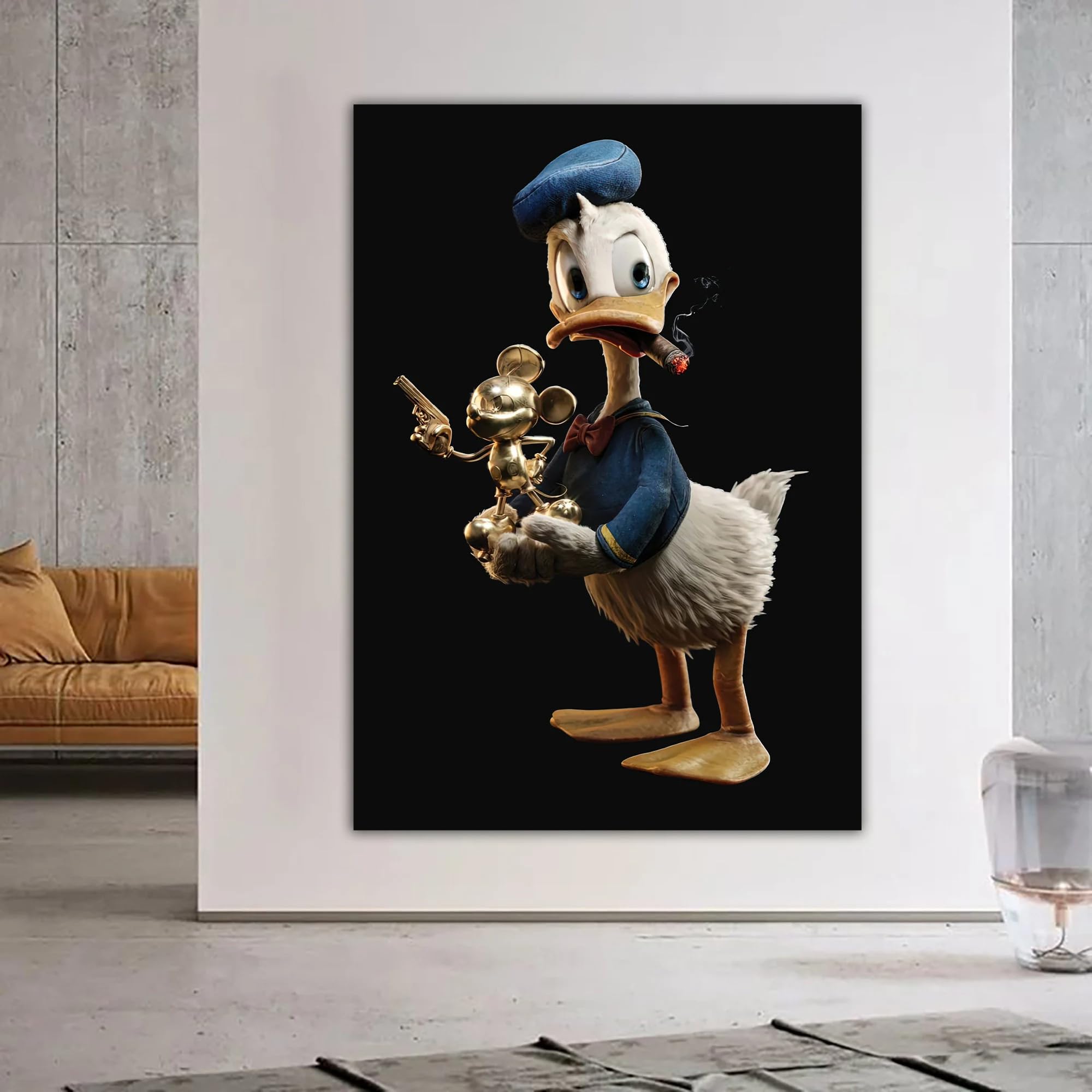 Trdmcfbn Duck and Mouse Graffiti Canvas Painting, Cartoon Duck Canvas Print, Duck Wall Decor(50x70cm/No frame)
