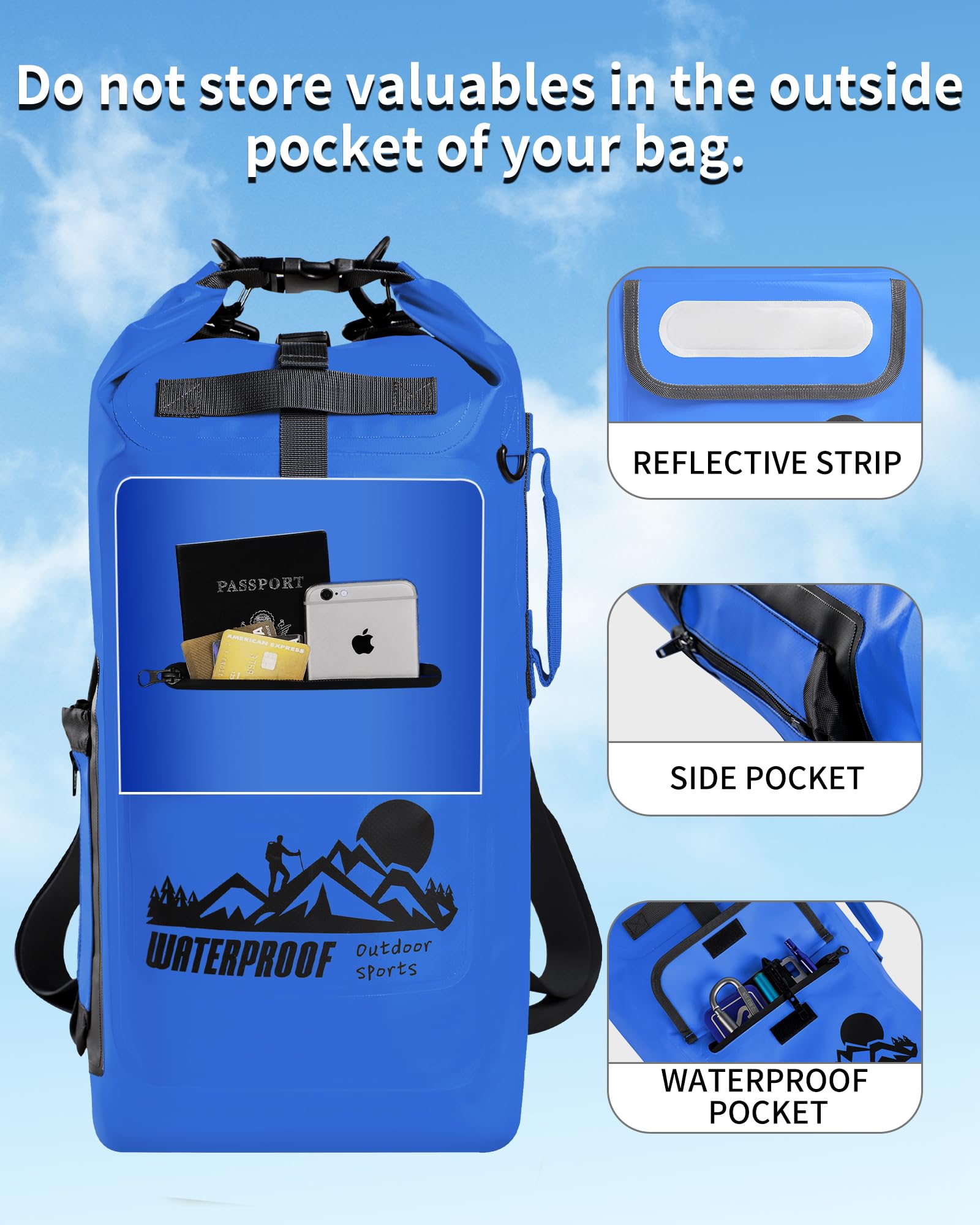 IDRYBAG ドライバッグ 防水 バックパック フローティング 20L ロールトップ 圧縮袋 ギアをドライに保ちます カヤック ビーチ ラフティング IDRYBAG 防水バックパック ドライバッグ PVC 30L フローティングバッグ