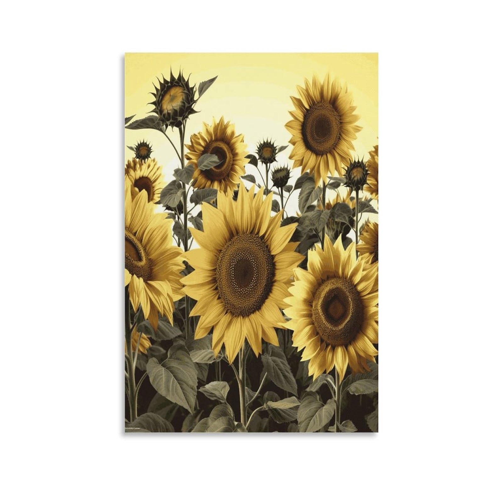 LDGSUPH Yellow Sunflower Floral Canvas Wall Art Prints Hangable Decor Painting for Wall Prints Painting Artwork Modern Decorative Artwork Ready to Hang Wall Pictures for Home Decor 20x30inch(50x75cm)
