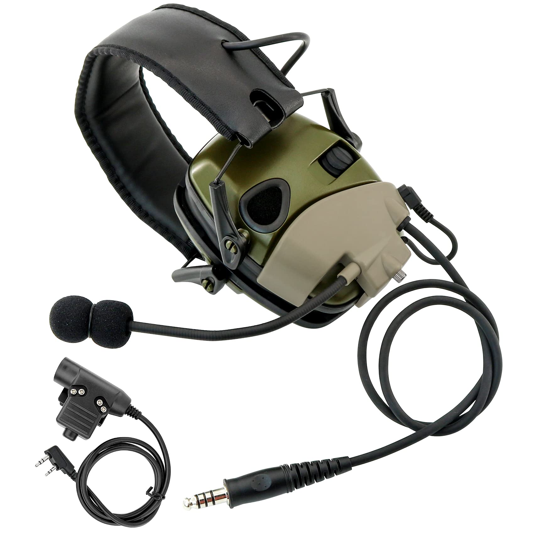 Microfono e PTT per cuffie Howard Leight Impact Sport con cancellazione del rumore Airsoft (Tan)