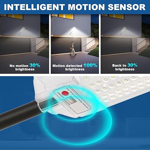 Miniatura 3 de Luz solar de calle, paquete de 2, luz solar impermeable para exteriores con sensor de movimiento, luz de inundación con control remoto del atardecer