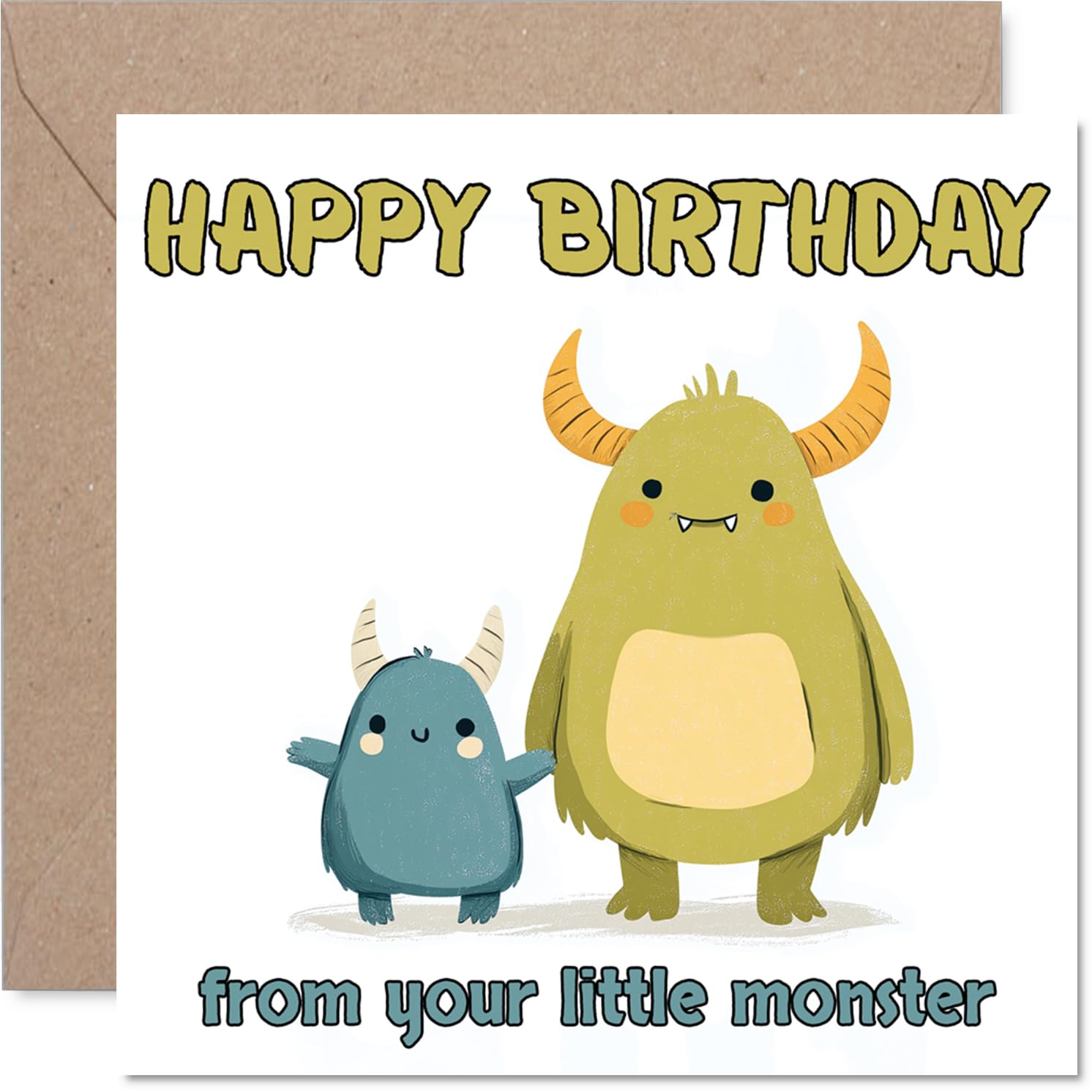 Playful Birthday Card - Birthday Giggles Unleashed - Two Adorable Cartoon Monsters in Bright Colours - Sure to Charm Any Monster Lover - 145mm Square, Envelope Included