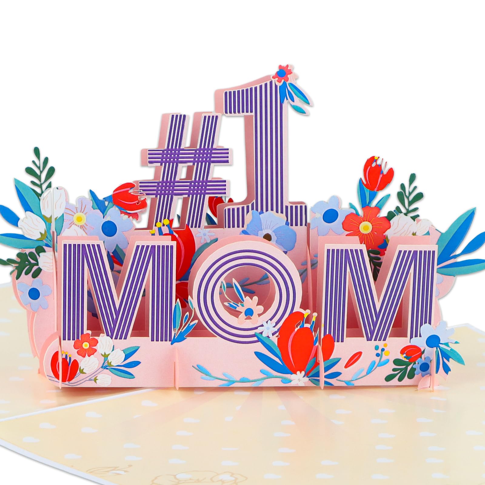 GROWTHMAGIC Best Mother Day Card - 3D First MOM Flower Pop Up Mothers Day Card with Envelope, First Mothers Day Gift for Mom Grandmom Stepmother
