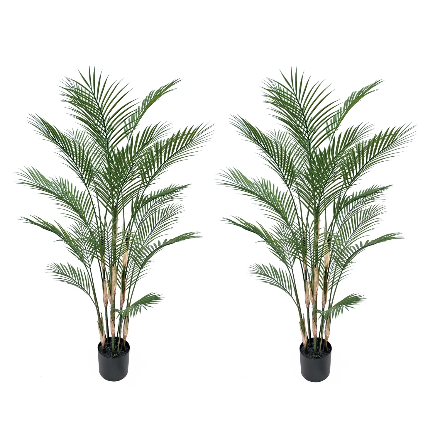 momoplant 2Pcs Artificial Palm Trees 5FT Faux Tropical Areca Floor Plant in Pot with Lifelike Leaves for Home Office Decor