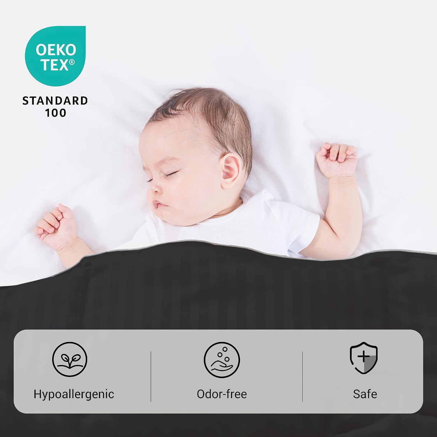 ZPECC Toddler Down Alternative Comforter, 39x47 Hypoallergenic Baby Blanket Quilt, Soft Breathable Lightweight All Season Kids Duvet Insert for Crib Stroller Cot Daycare, Black Stripe