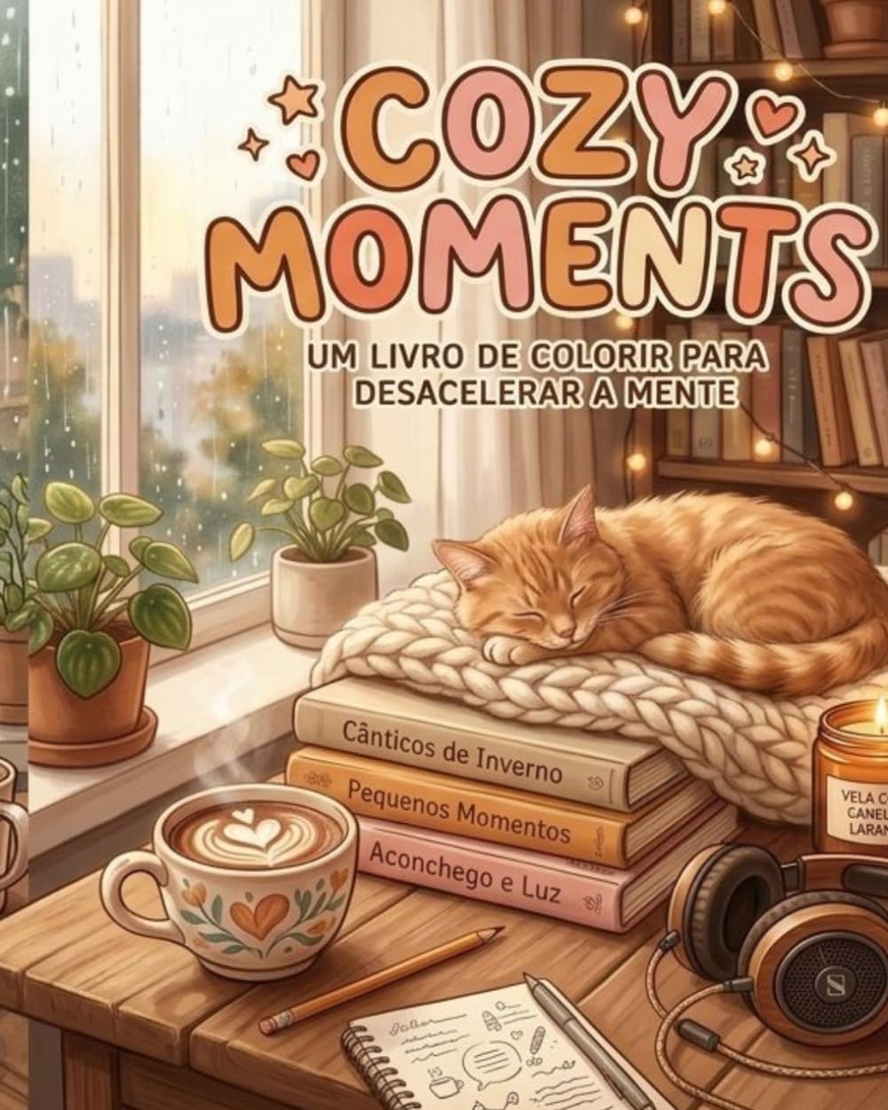 Cozy Moments: Livro de colorir aesthetic com cenas aconchegantes, rotina feminina e momentos relaxantes.