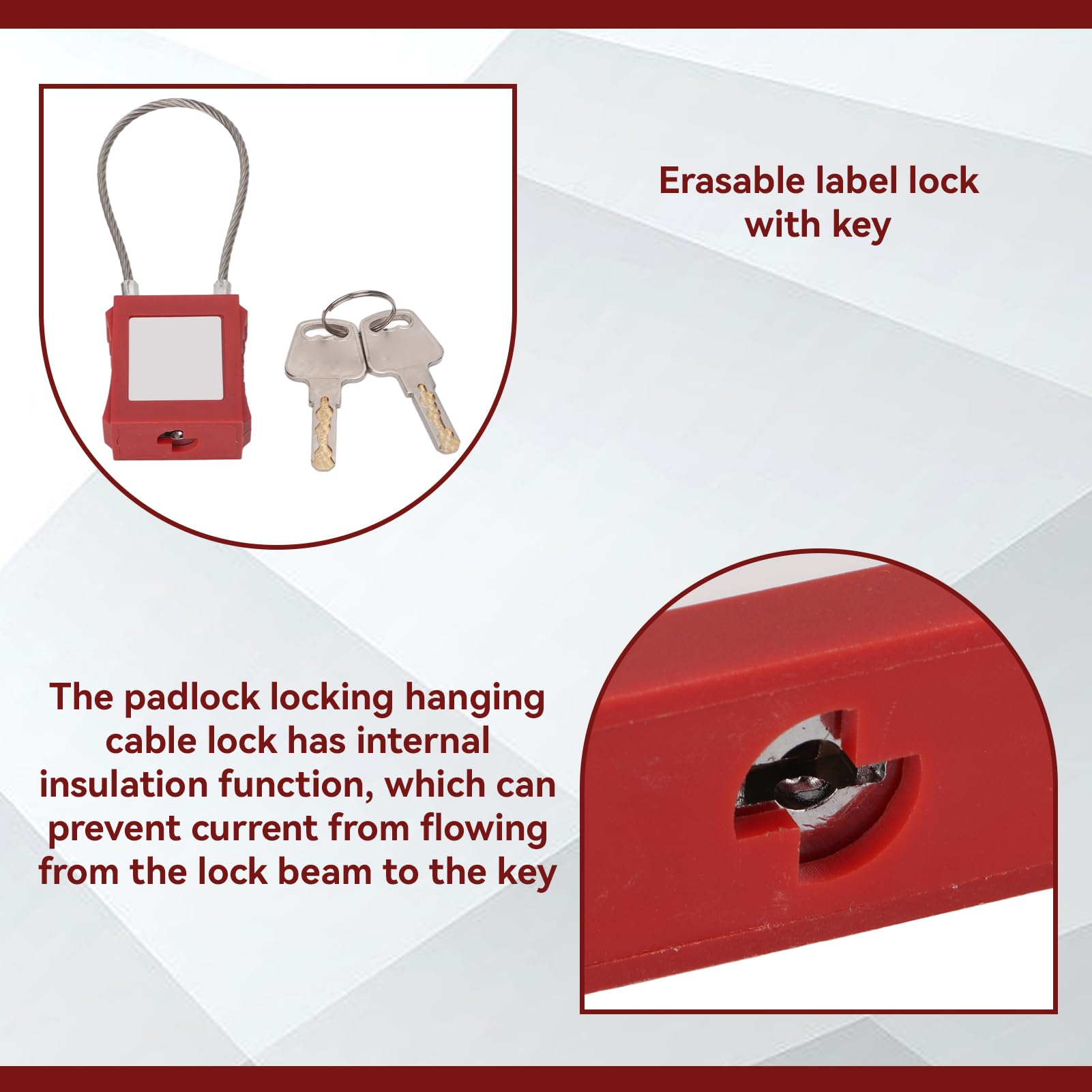 Lockout-Tagout-Kabelschloss, 10er-Set Lockout Tagout, Lockout-Tagout-Stahlkabelschlösser Mit Schlüsseln, Elektrisches Lockout-Vorhängeschloss-Set, Rotes Elektrisches Vorhängeschloss Aus Edelstahl