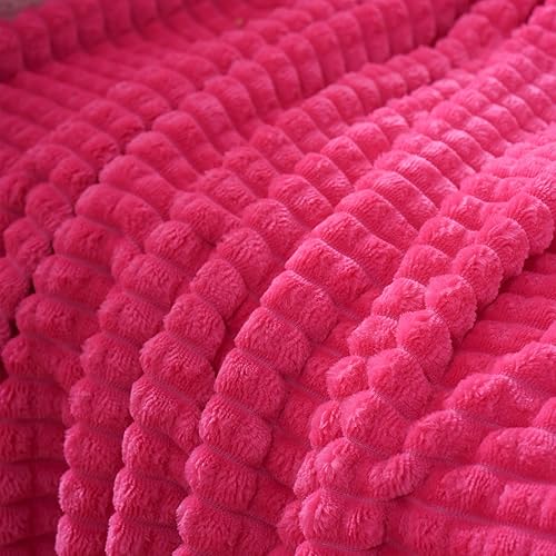 Miniatura 6 de Puncuntex Manta de franela de forro polar, color rosa intenso de 50 x 60 pulgadas, manta acogedora de felpa súper suave con diseño de cuadrícula