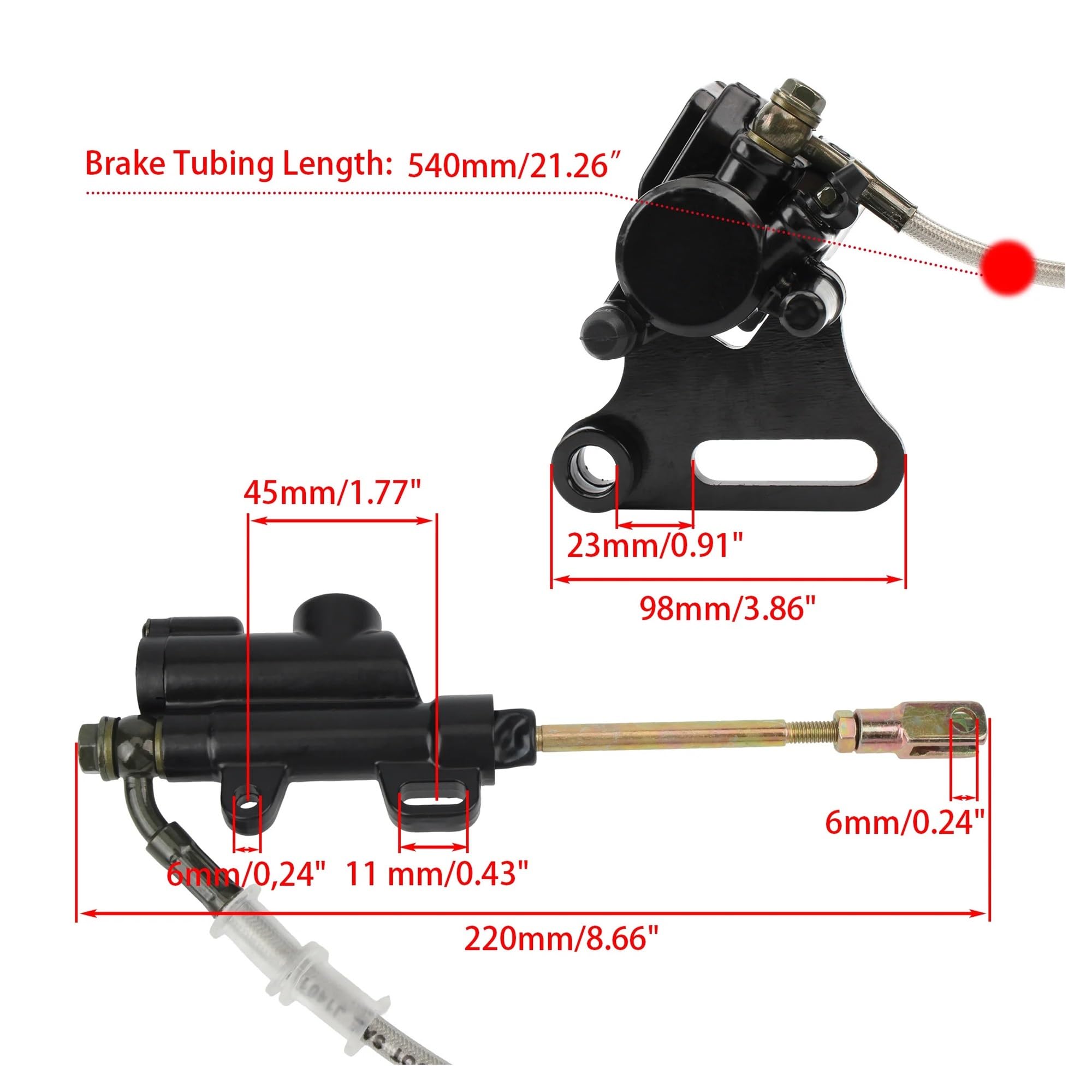 Compatible con pinza de freno genérica. | Reacondicionamiento de tierra hidráulico trasero de 15 mm 125 160 cc(B)