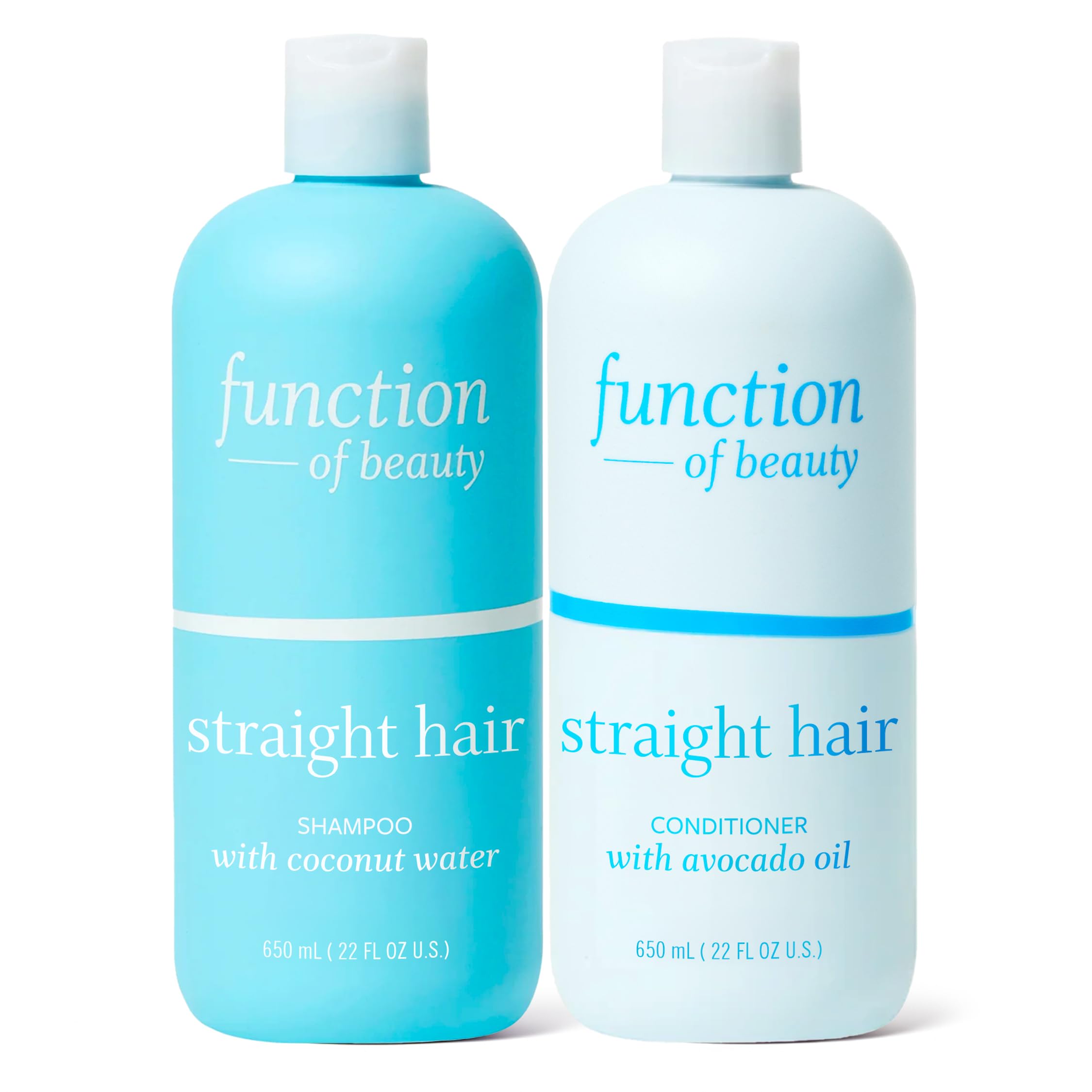 Function of Beauty Straight Hair Shampoo & Conditioner XL Set - Sulfate-Free Shampoo & Conditioner Duo for Natural Volume & Shine - Anti-Frizz, Lightweight & Hydrating - Oily Hair Care Products