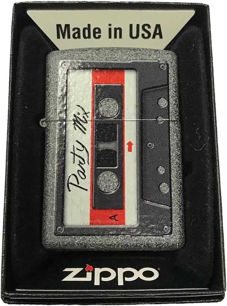 Zippo Custom Lighter - Awesome Party Mix Vintage Cassette Tape - Iron Stone