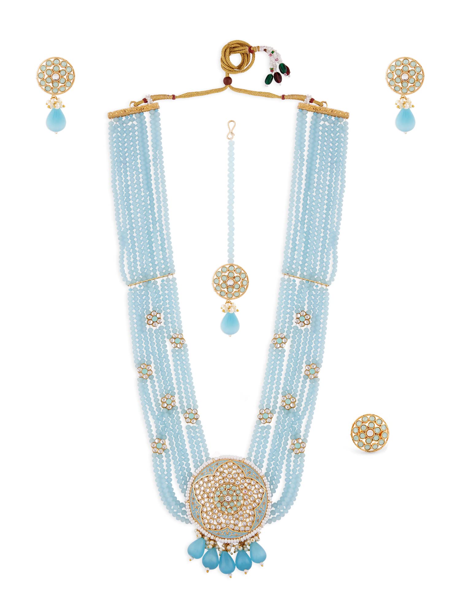 See full amazon price history chart for ZAVERI PEARLS Turquoise Crystals Multistrand Floral Bridal Kundan Necklace Earring Maangtikka & Ring Set For Women-ZPFK14654 ZAVERI PEARLS Turquoise Crystals Multistrand Floral Bridal Kundan Necklace Earring Maangtikka & Ring Set For Women-ZPFK14654 (B0BCGRBWGG) Amazon Price History, Amazon Price Tracker