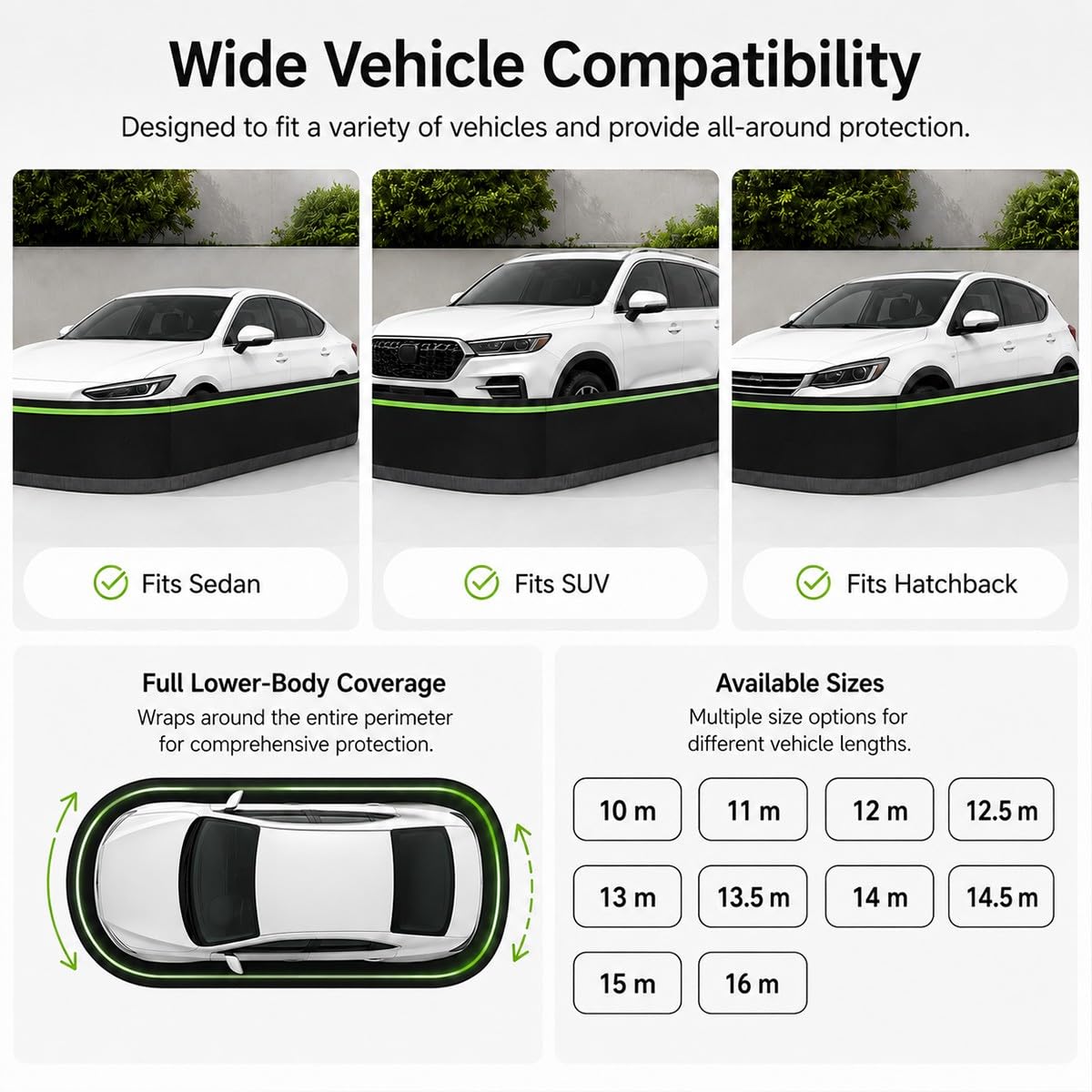 Anti Rodent Car Skirt Guard z odblaskowym paskiem Chroni dolną część ciała przed myszami szczury Pet Scratches Dog Urine Łatwa instalacja Bariera parkingowa dla sedana SUV Hatchback 10m do 16m Perimet