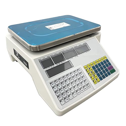 TECHTONGDA Báscula de cálculo de precios Escala de conteo digital Báscula de impresión de etiquetas LCD Balanzas comerciales digitales de productos