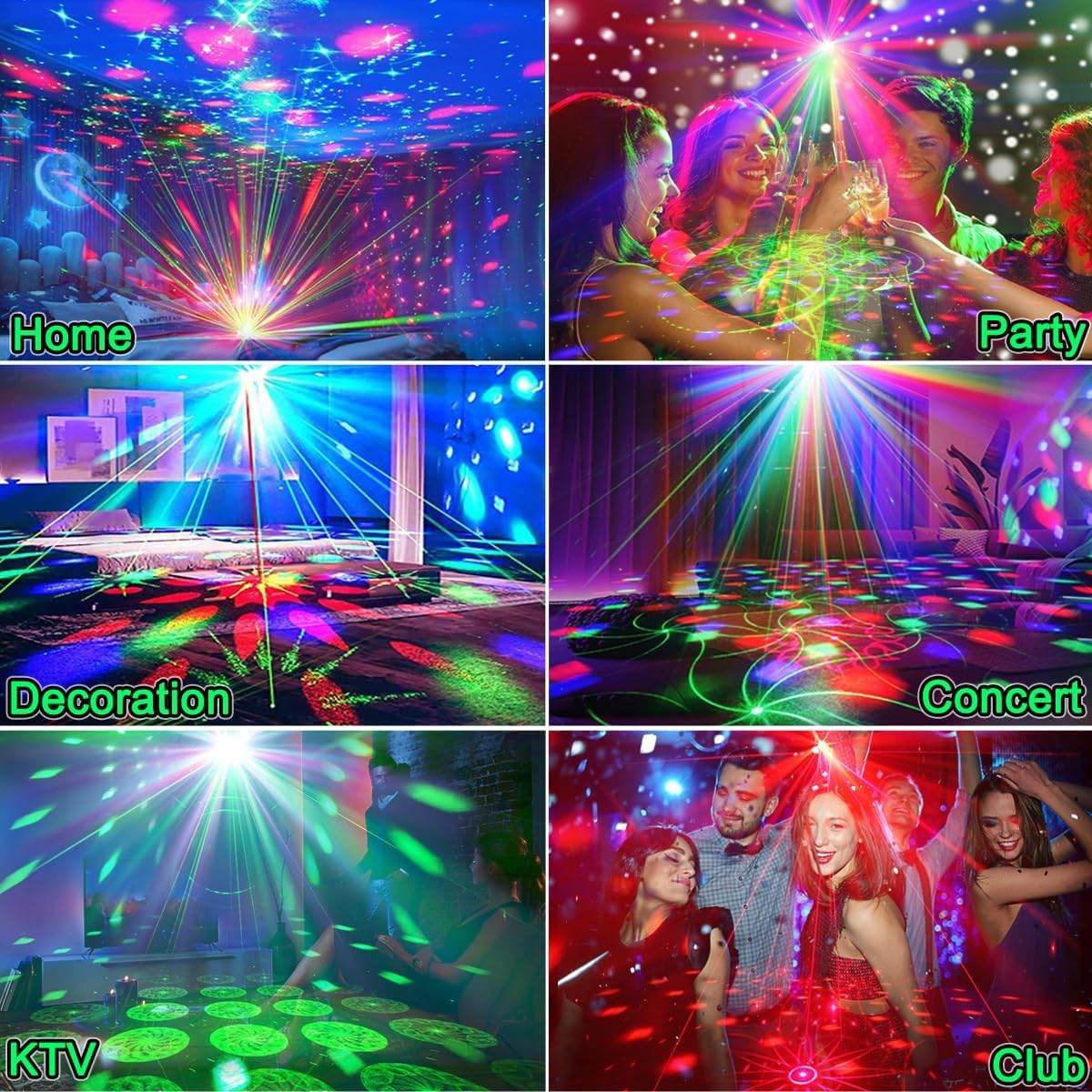 Party Light Magic Ball - Luce LED per discoteca laser, luce DJ con motivi multicolori e telecomando, adatta per compleanni, matrimoni e decorazioni per la casa