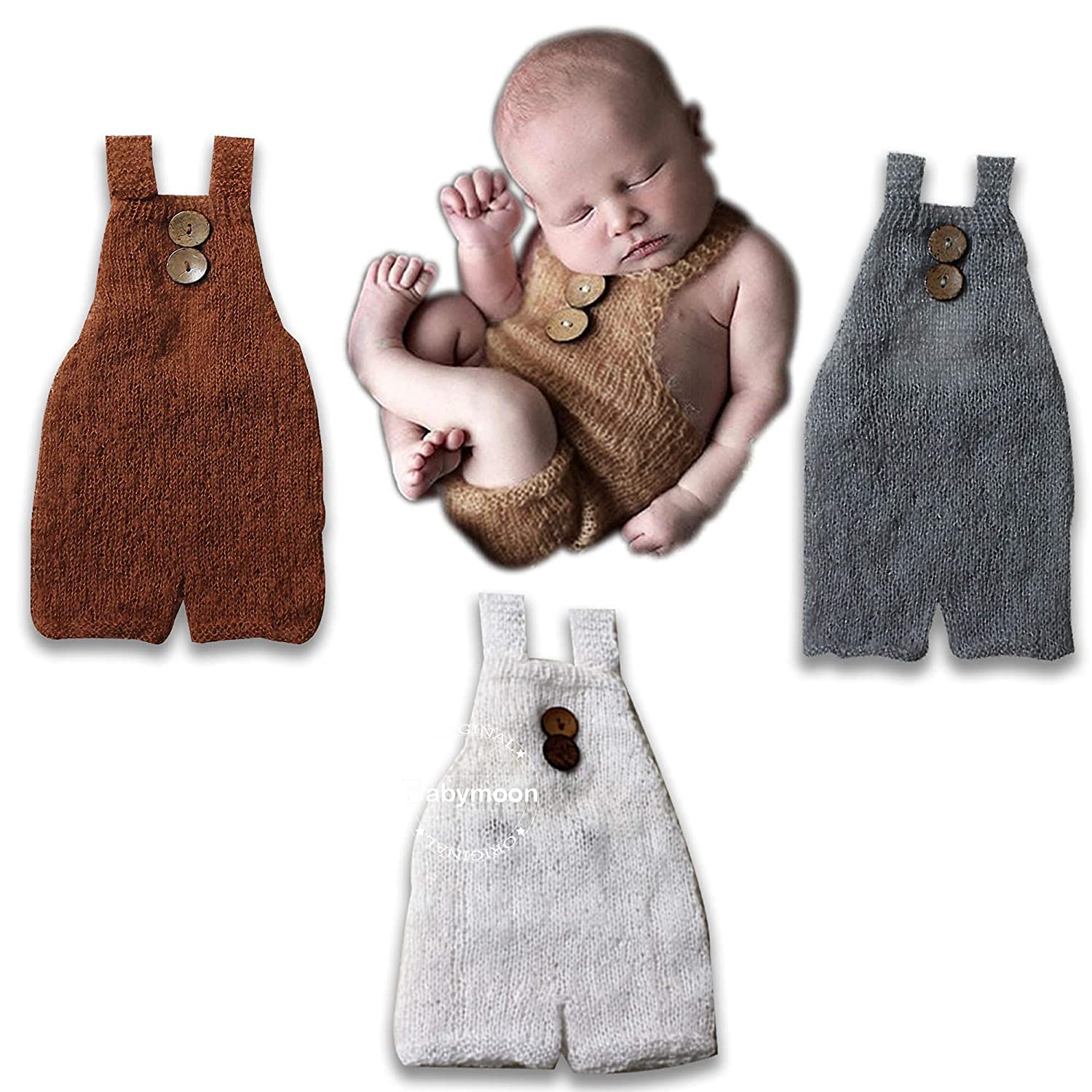 BABYMOON Mohair Romper Born Baby Photography Photoshoot Props Costumes (White)