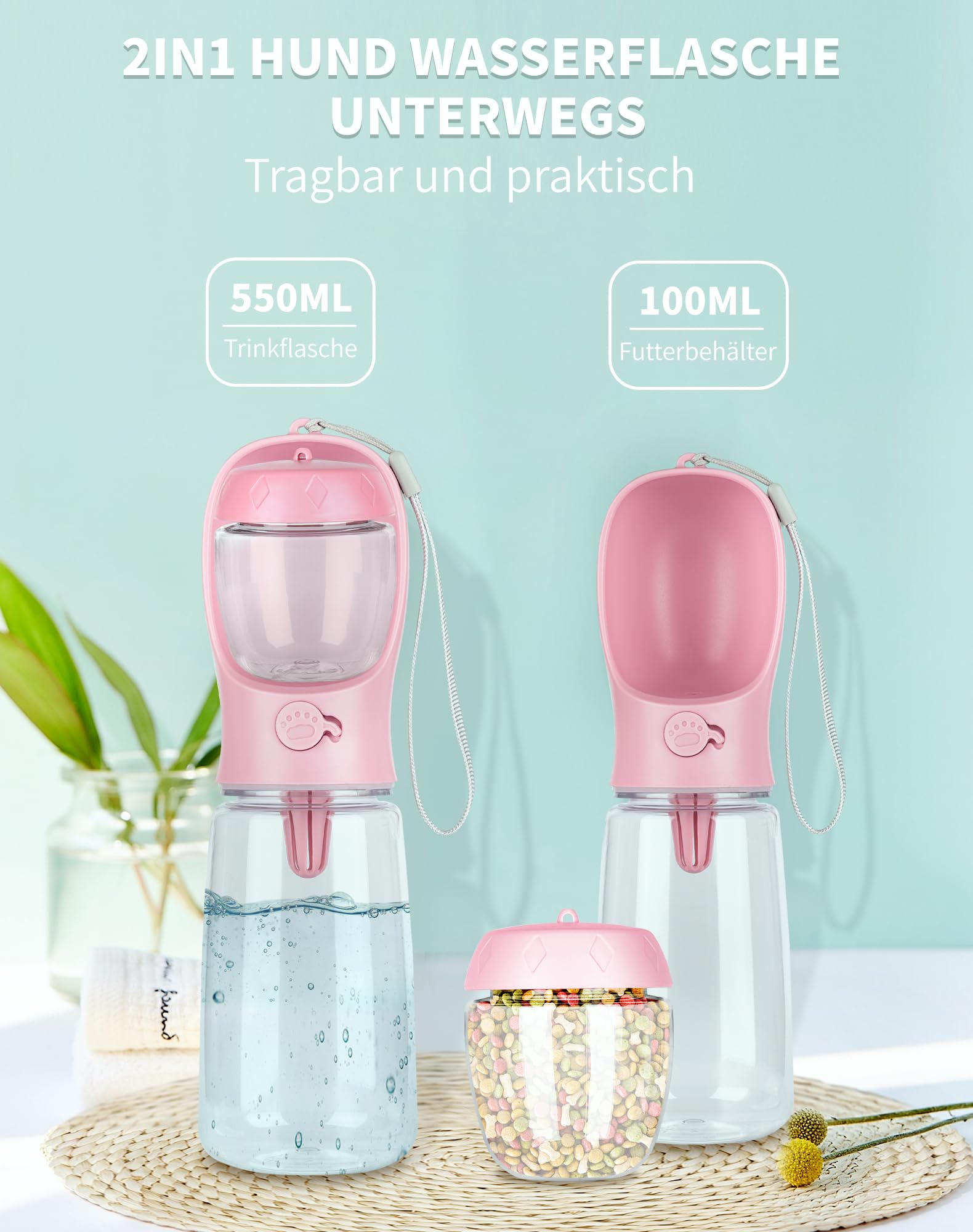 Butelka na wodę dla psa, przenośny dozownik 550 ml