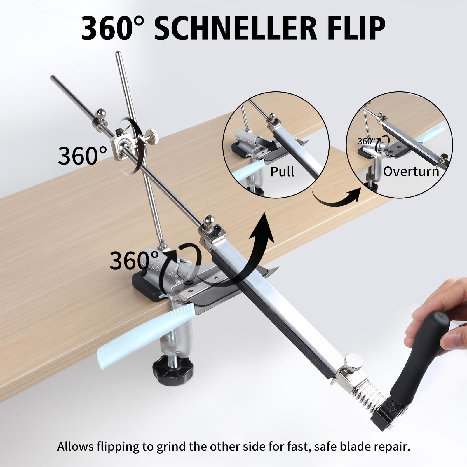 EXLECO 14Pcs Affilacoltelli Professionale Affila Coltelli 360° Otazione Knife Sharpener Angolo Fisso Kit Affilatura Coltelli Sgancio Rapido Affila Coltello con 4 Pietre Affilatura 6 Pietre Diamantate
