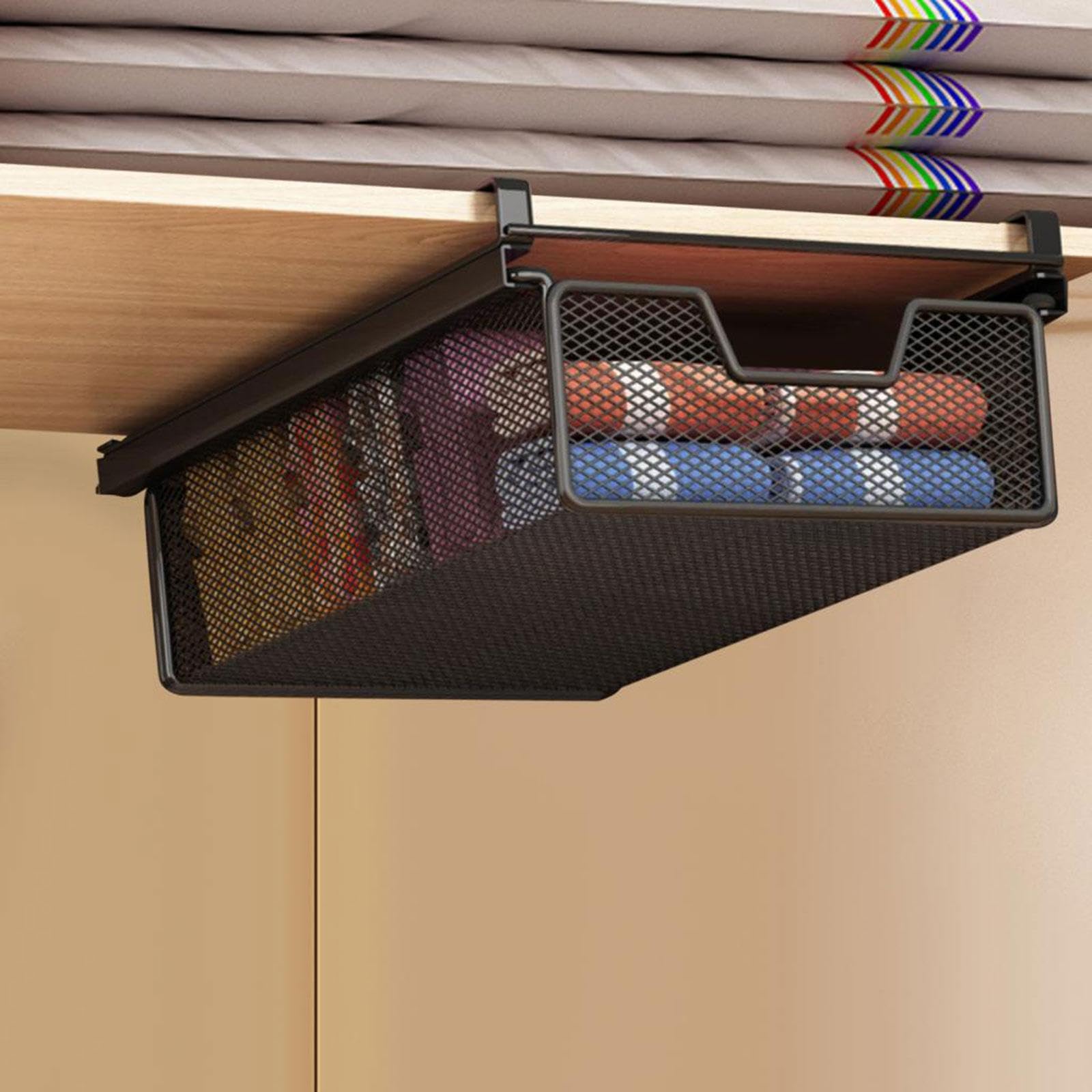 Panier de Rangement Coulissant Noir 37 cm pour Cuisine et Placard