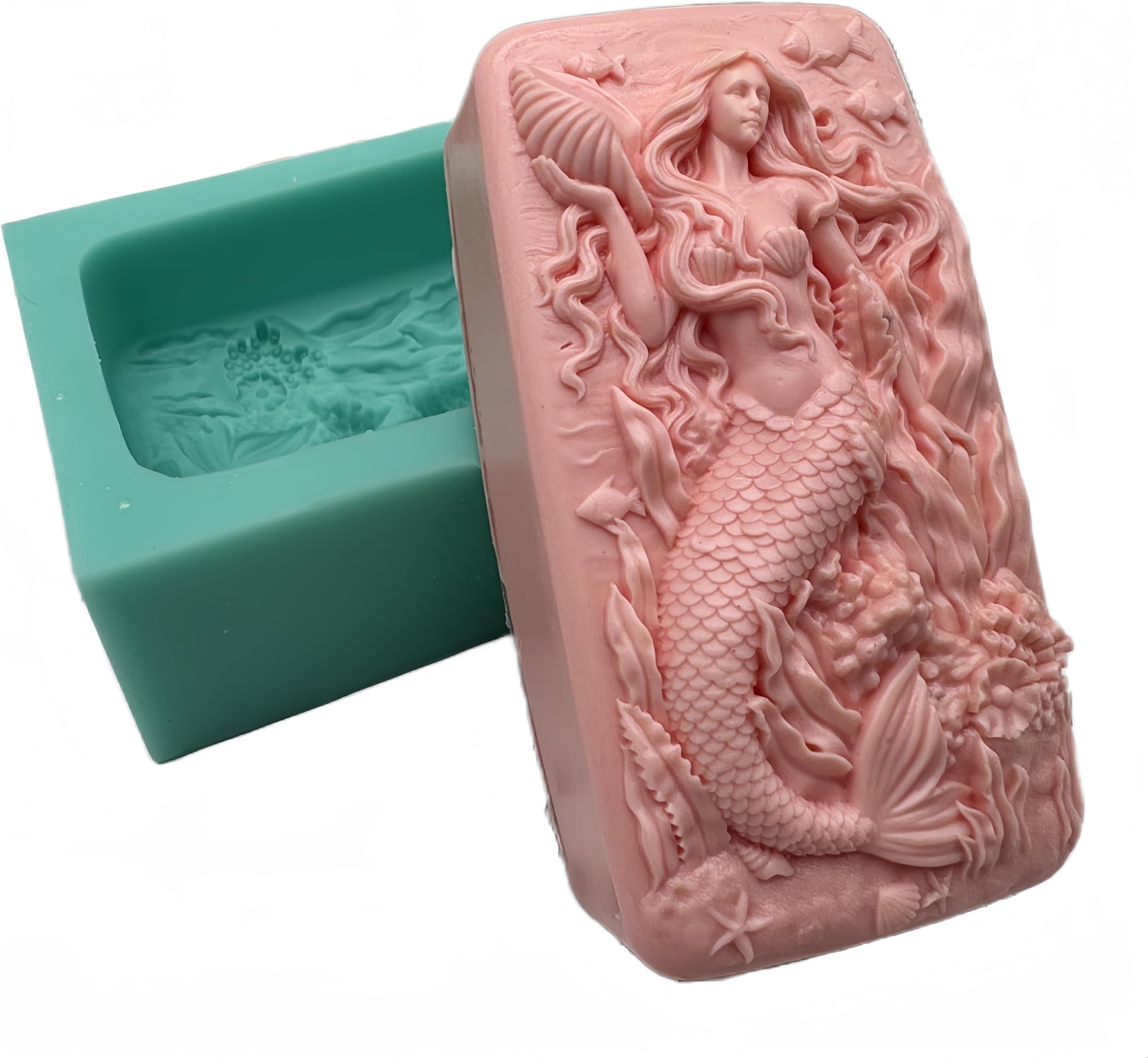 GreatMold Mermaid and Fishes Soap Molds Silicone Molds for Handmade Soaps Lotion Bars Bath Bombs Resin Molds Art Crafts Molds