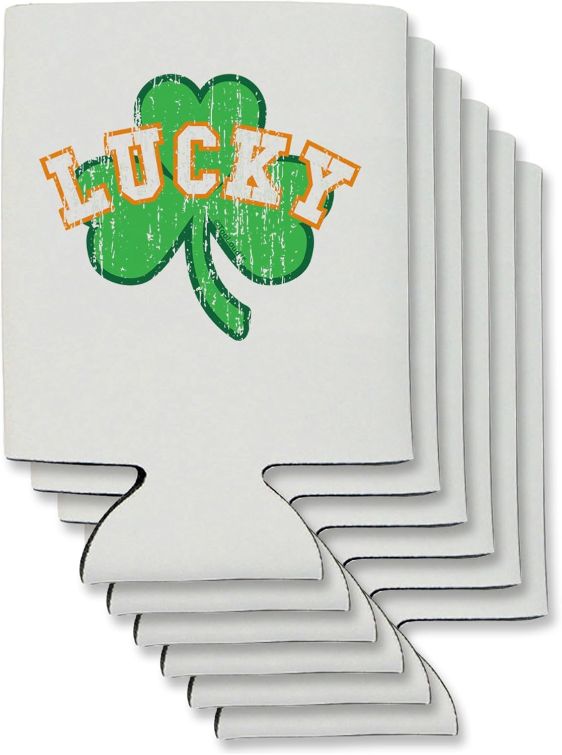 TooLoud Lucky Shamrock Design Distressed Can/Bottle Insulator Coolers - 6 Pieces