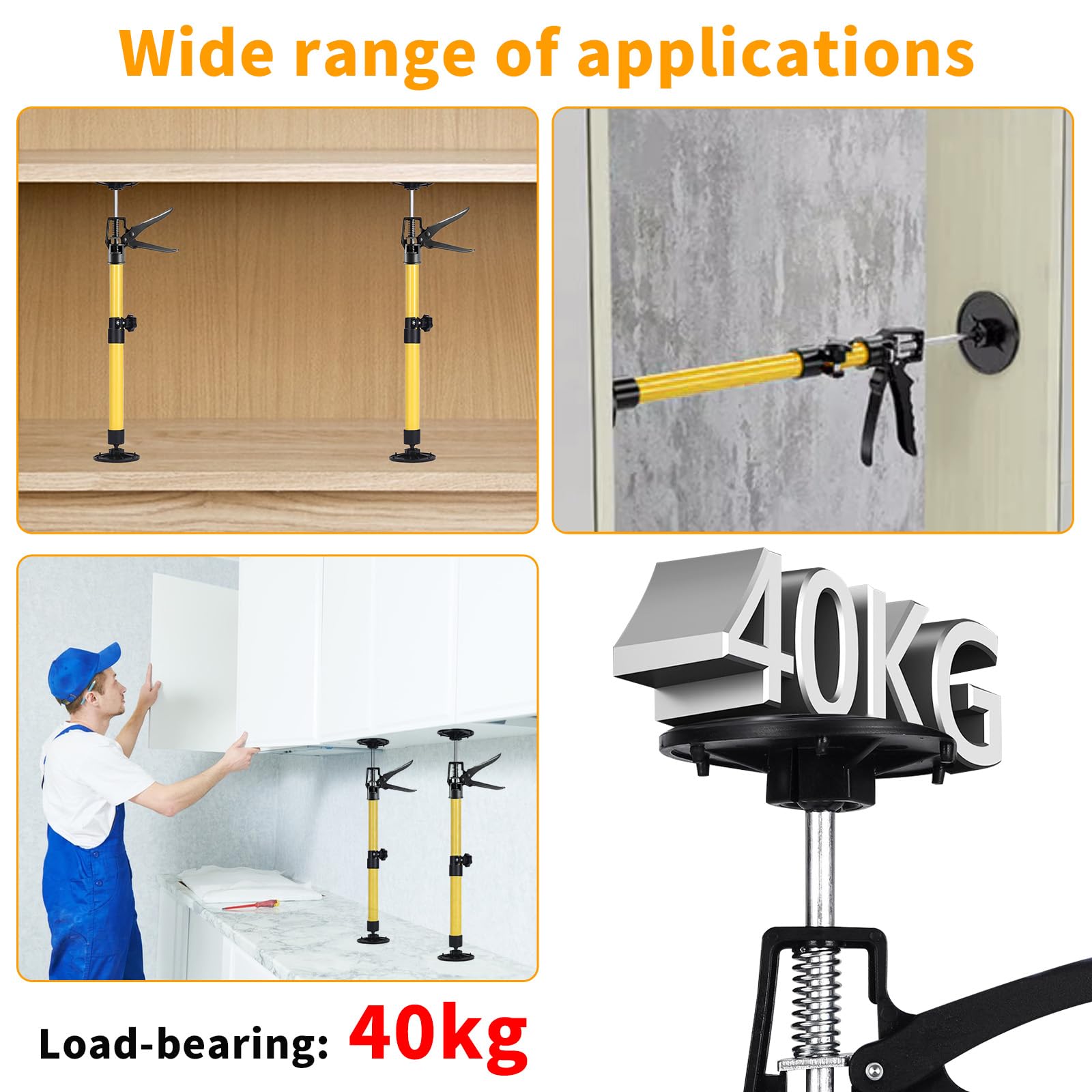 2er Pack Deckenstütze Montagestütze Einhandstütze – Teleskopstützen Stützstange, Verstellbare Länge und Neigungswinkel, Vielseitige Anwendungen, Einfache Handhabung (30-59 cm (S))