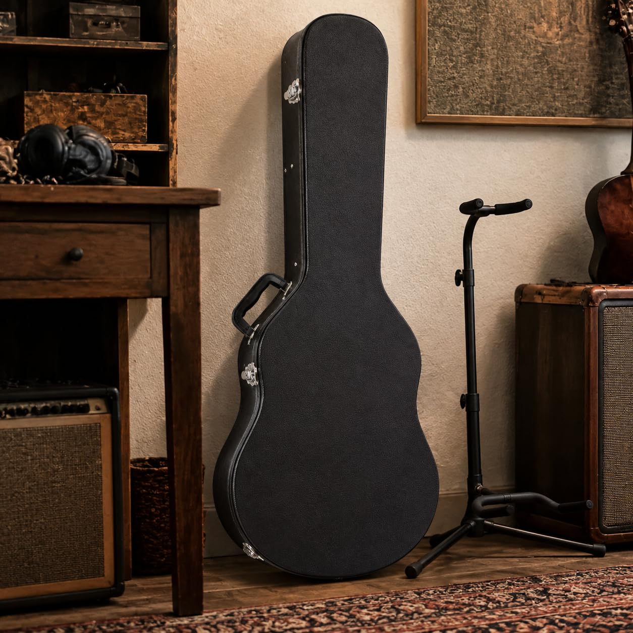Estuche Rígido para Guitarra, 41 Pulgadas, Caja Madera Negra