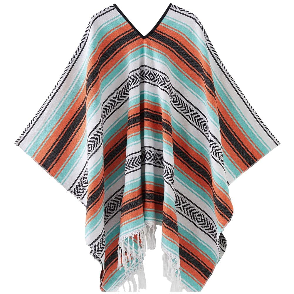 Poncho Mexicano para Festivales y Capa de Fiesta Tradicional con Flecos