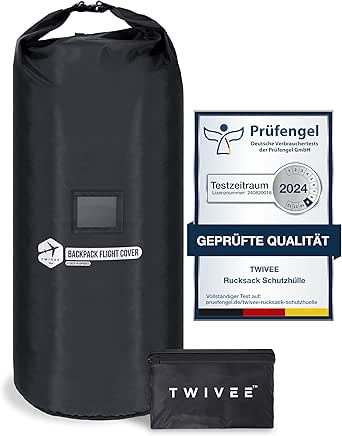 TWIVEE - 2 in 1 Rucksack Schutzhülle und Regenschutz - Flight Cover für Backpack - Flugzeug - Überzug in Flexibler Größe - 60 bis 110 Liter Volumen einstellbar