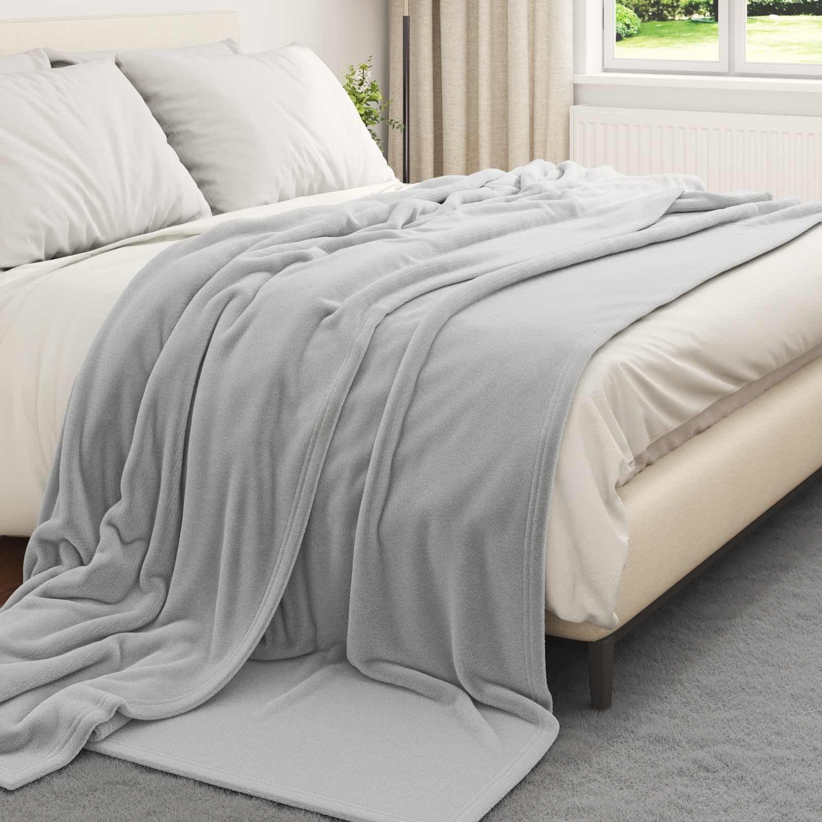 Coperta in pile, 6 pezzi, grigio, 220 x 240 cm, per soggiorno, camera da