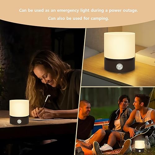 Miniatura 7 de Lámpara de mesa pequeña, luz nocturna portátil regulable con temporizador para niños, luz LED cálida de 3000 K, lámparas de noche pequeñas para