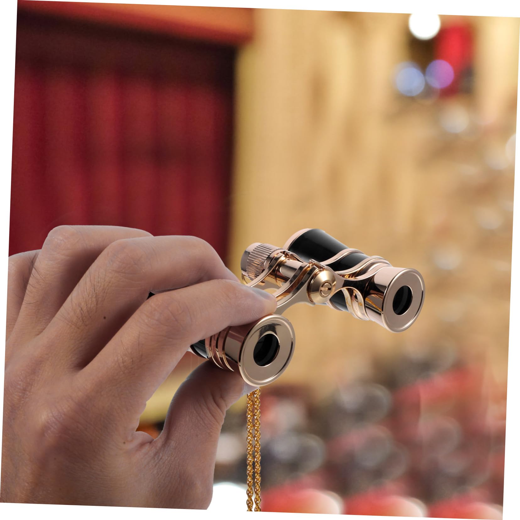HOMSFOU Binocolo Mini Portatile con Catena in Ferro Nero per Attività Outdoor e Montagna, Design Elegante e Leggero per Concerti e Teatro