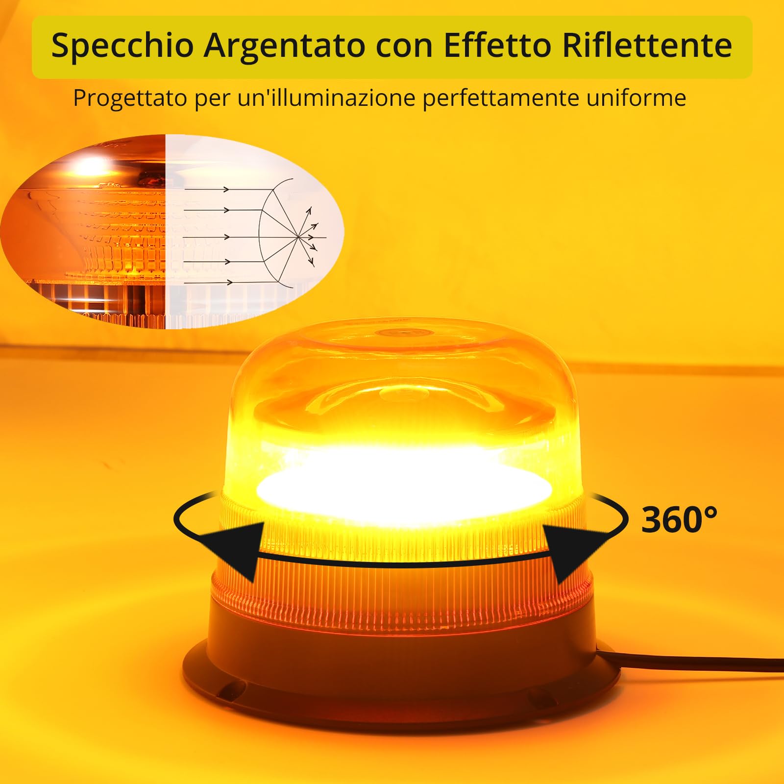 PROZOR 48W Stroboscopica Lampeggiante Luce per 12/24V Stroboscopica Magnetica di Emergenza Impermeabile 10 Modalità Lampeggiante di Segnalazione di Recupero Ambra con Cavo di Alimentazione da 5 m
