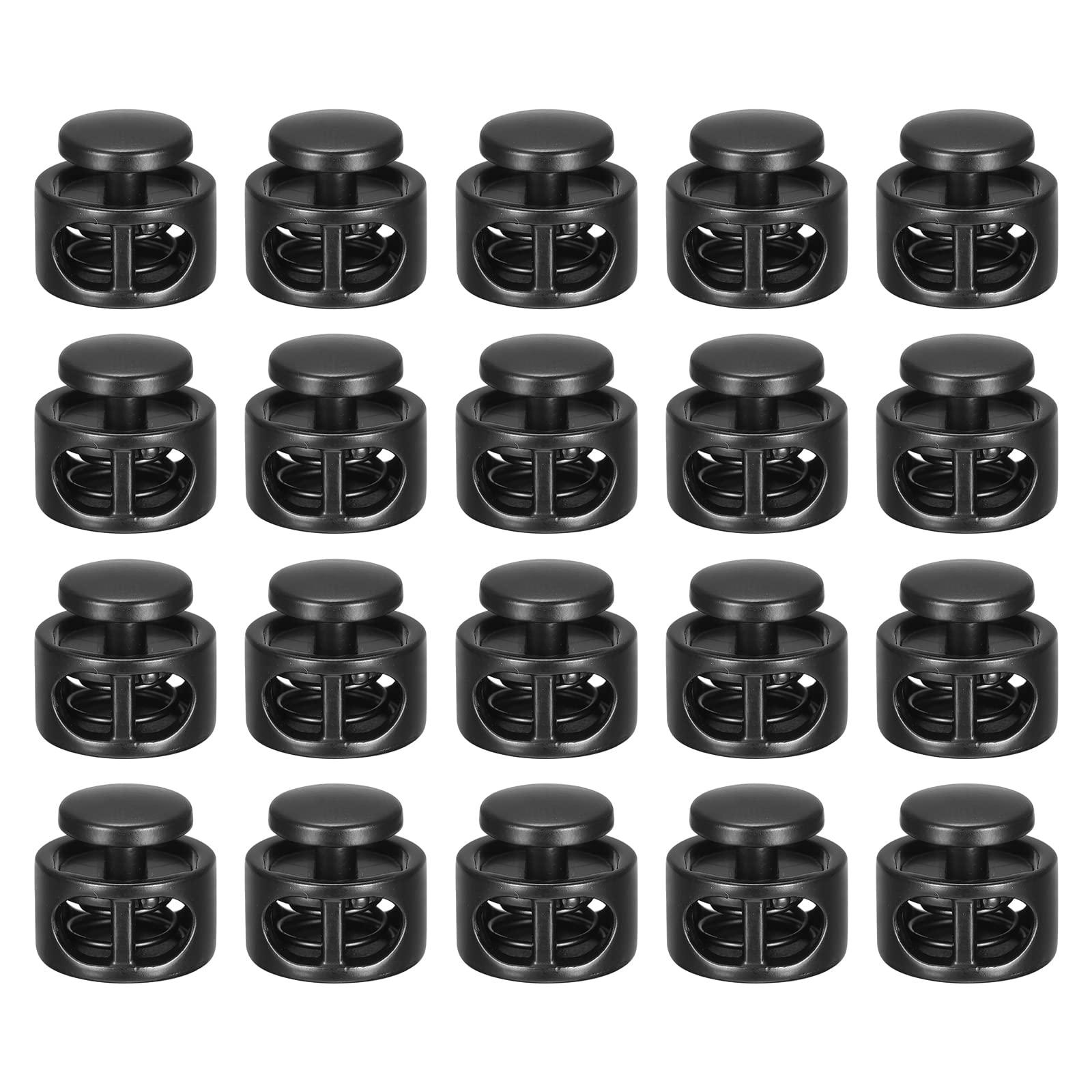 uxcell 30pcs Metal Cord Locks, 3mm Double Hole Spring Stopper Fastener Slider Toggles End for Drawstrings Bags Backpack Clothing Lanyard,