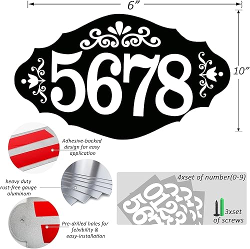 Vista 108 de Placa de dirección de metal personalizada, letreros de números para placa de pared de casa, letrero de dirección de nombre de calle, números de casa