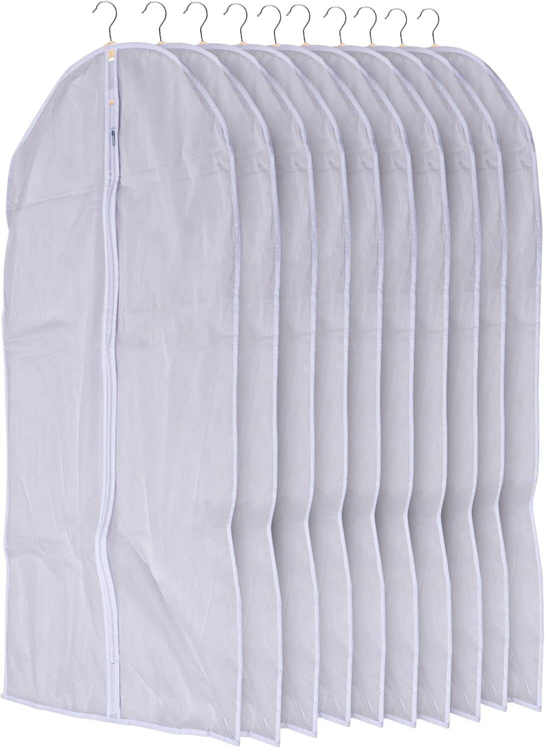 Noa Store Garment Bags Hanging Clothes – Transparent White Clothes Travel Storage Bags – Durable PVC with Two-Way Zip for Space-Saving Wardrobe Organization – 31.4″ L x 23.6″ W – Set of 10