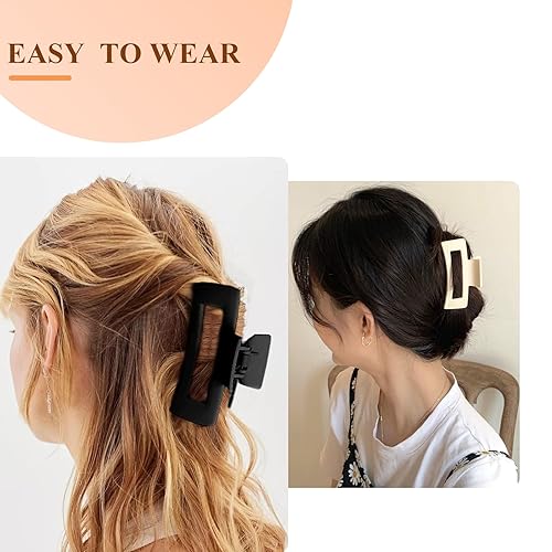 Miniatura 6 de Paquete de 4 pinzas cuadradas, pinzas para el cabello para mujeres y niñas, pinzas de pelo antideslizantes medianas de 3.5 pulgadas, pinzas de pelo