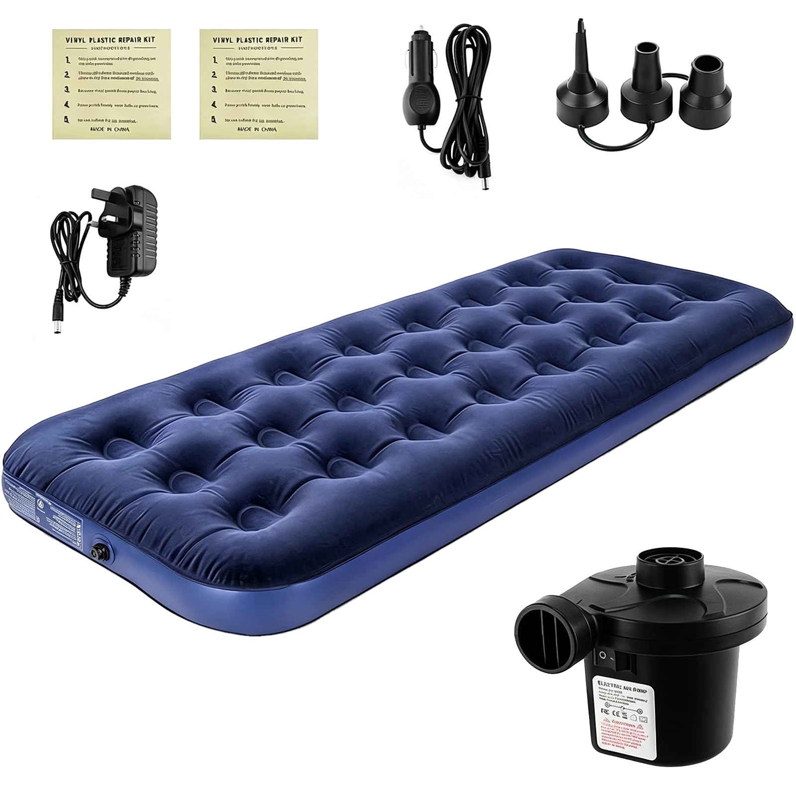 Single Inflatable Air Mattress with Electric Pump Portable Air Bed