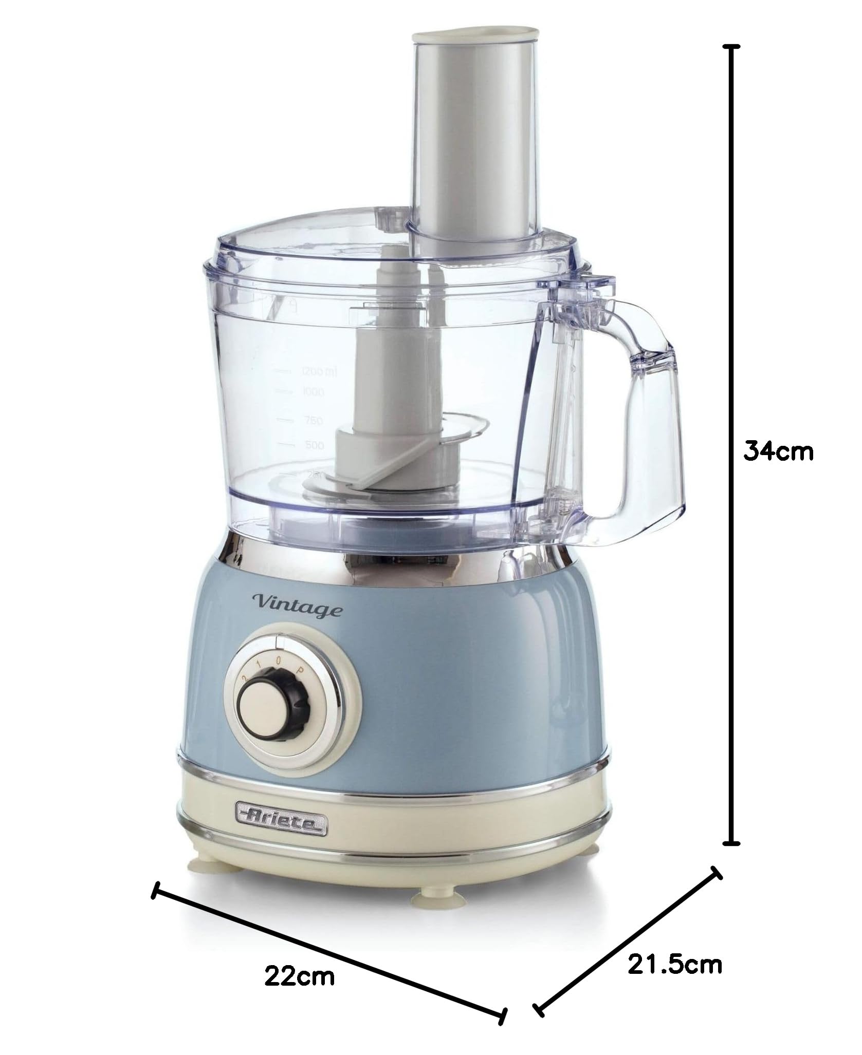 Ariete 1781 Robot da cucina Vintage, 1000W, Capacità 1,2 L, Per preparazione impasti, Celeste