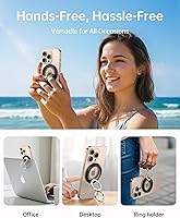Vista 6 de SYNCWIRE - Soporte magnético con aro para MagSafe, 2 piezas, imán doble, rotación de 360 grados, agarre y soporte para teléfono, aro para dedo
