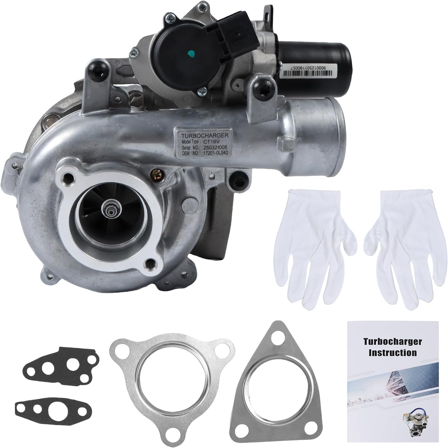 17201-0L040 Complete Turbocharger Turbo Kit CT16V Turbo Turbocharger Replacement for Toyota Hilux Land Cruiser Prado D-4D 1KD-FTV 3.0L 171HP