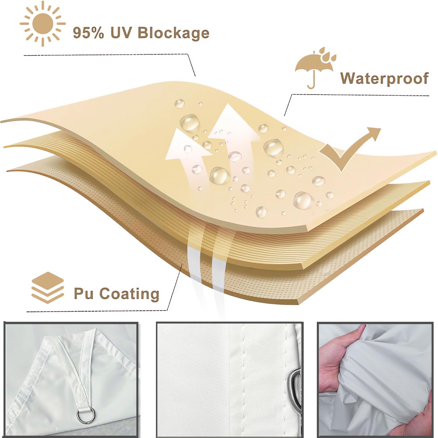 Voile d'ombrage Imperméable Triangulaire 3x4x6m,Toile Ombrage Protection Solaire avec Cordes,UV Blocage Voile de Soleil Abri pour Patio Jardin,Carport,Terrasse,Piscine,Balcon