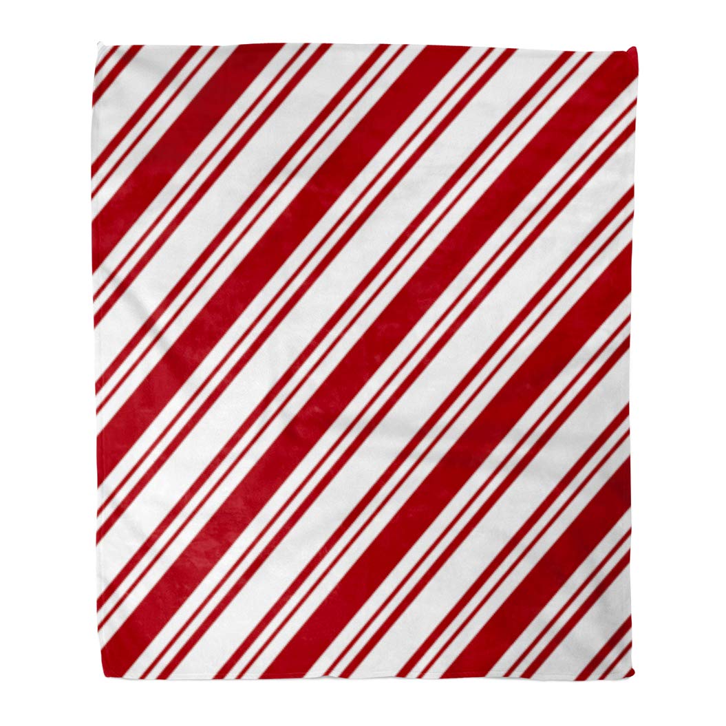 Golee Throw Blanket Candy Red White Diagonal Stripes Cane Pattern Abstract Christmas Classic 50x60 Inches Warm Fuzzy Soft Blanket for Bed Sofa