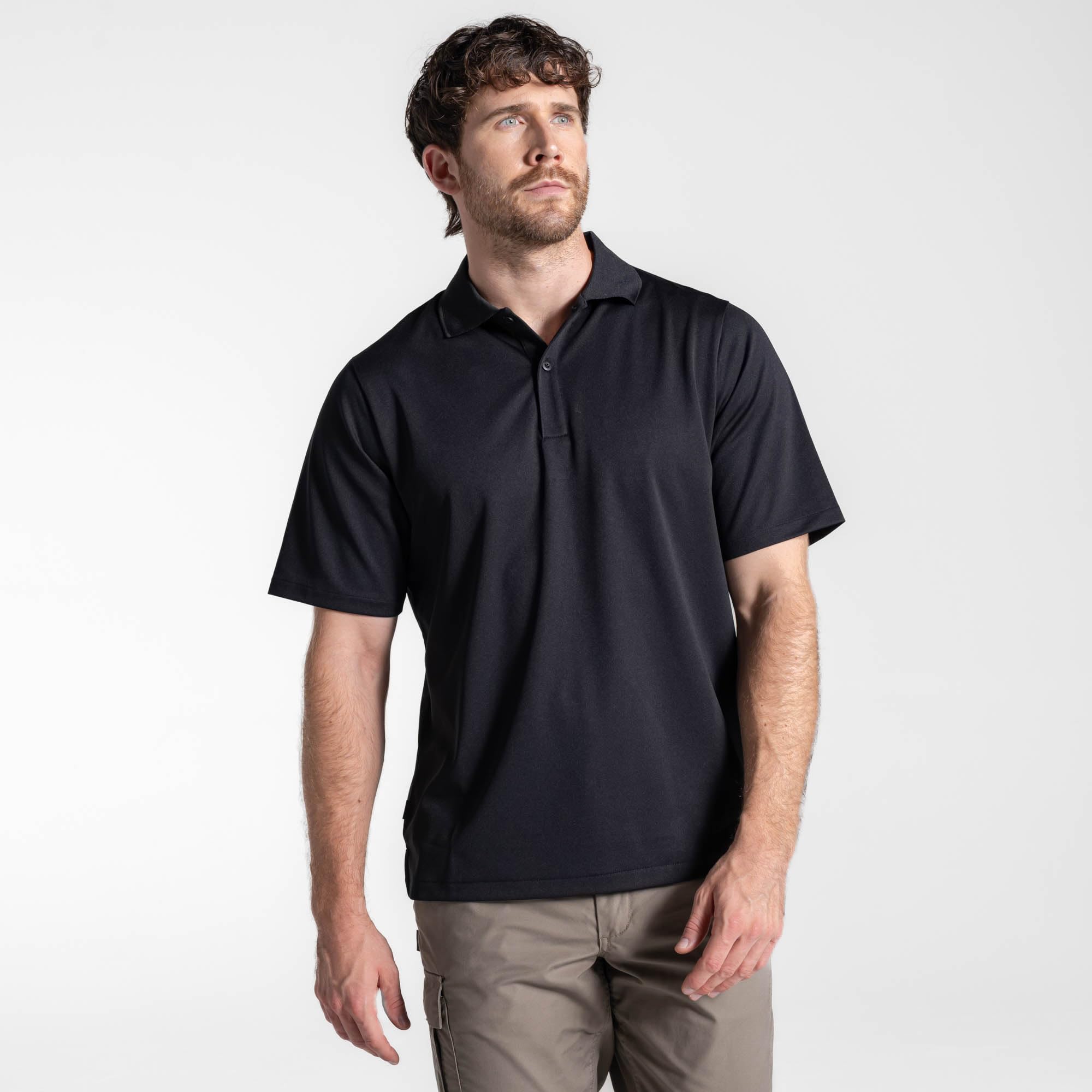 Craghoppers Expert Mens Base Camp Polo Shirt Moisture-Wicking Work T-Shirt Top Black