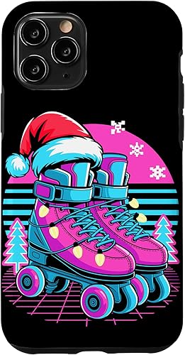 Vista 29 de Christmas Synthwave Rollerskate Rollerskater Rollerskating Case for iPhone 16
