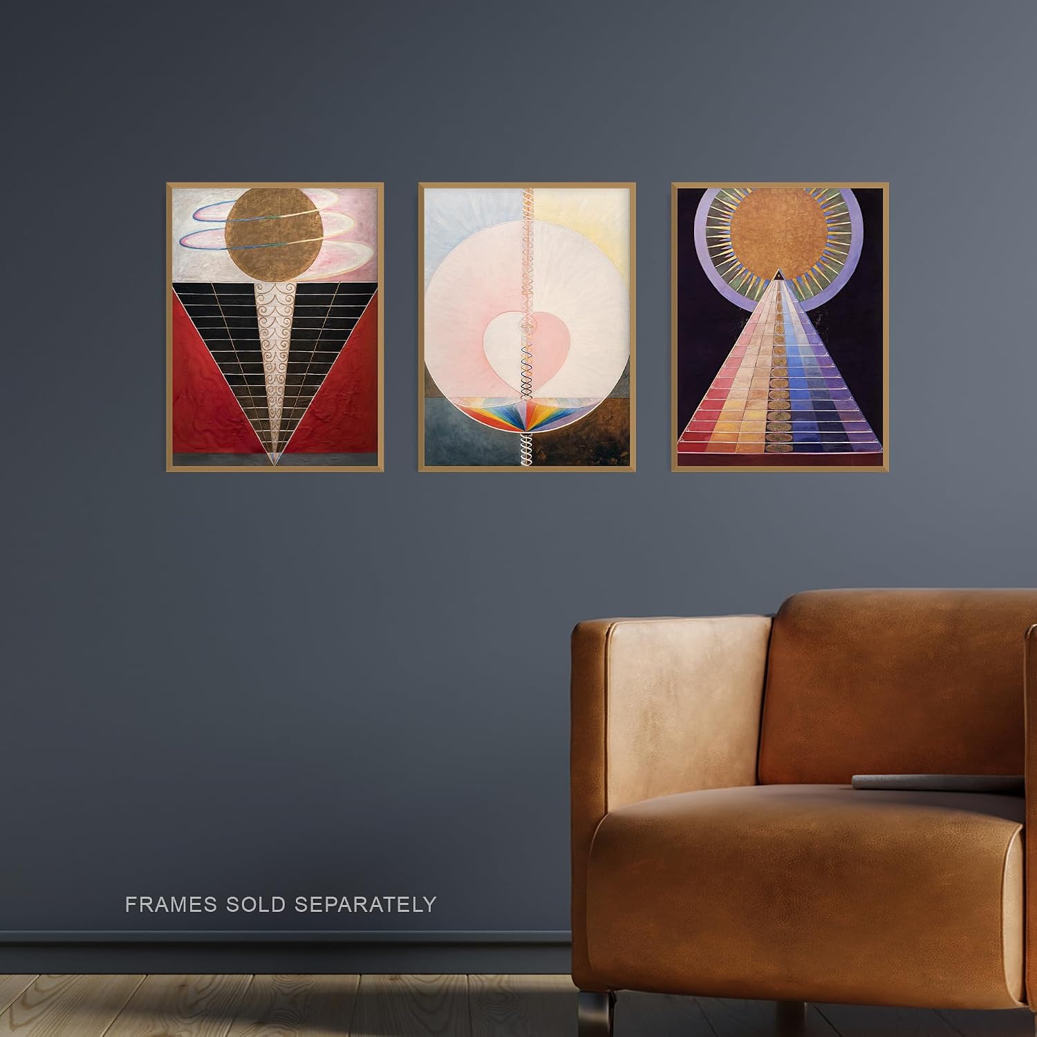 Artery8 Pack of 3 Hilma Af Klint Abstract Pioneer Altarpiece Painting Unframed Wall Art Living Room Prints Set