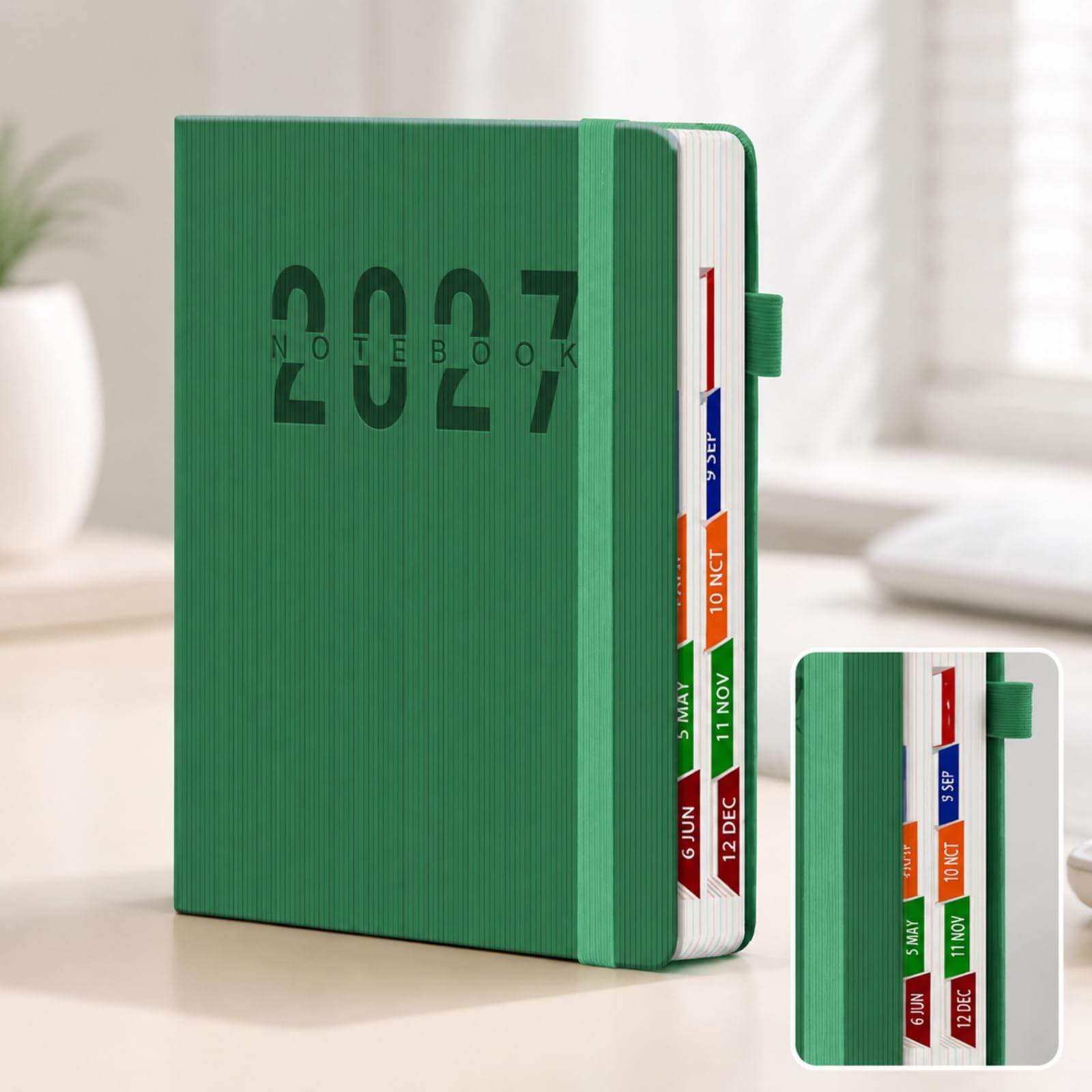 predolo Agenda 2027 Formato Formato Medio A | Planner Giornaliero 2027, Leggero, Taccuino con Copertina in PU, per Pianificazione Giornaliera, Scuola, Lavoratori, Studenti, Verde